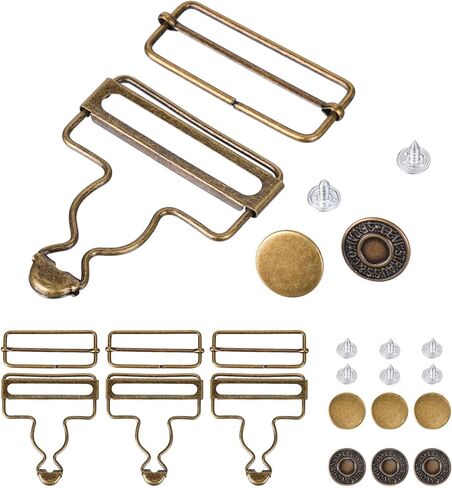 4 Sets Metal Overall Buckles with 8 Extra Buttons, Overall Replacement Clasp Clips with Tri (Bronze) in Saudi Arabia