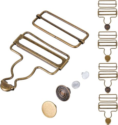 4 Sets Metal Overall Buckles with 8 Extra Buttons, Overall Replacement Clasp Clips with Tri (Bronze) in Saudi Arabia