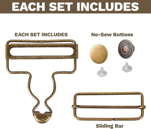 4 Sets Metal Overall Buckles with 8 Extra Buttons, Overall Replacement Clasp Clips with Tri (Bronze) in Saudi Arabia