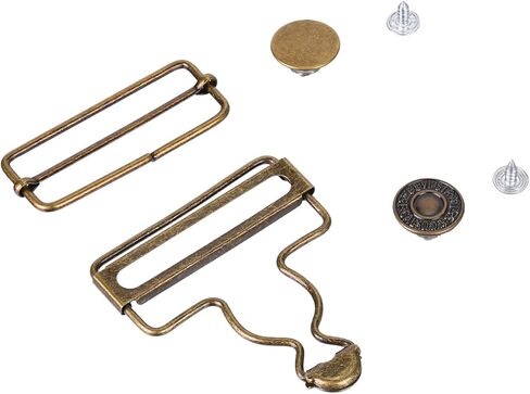 4 Sets Metal Overall Buckles with 8 Extra Buttons, Overall Replacement Clasp Clips with Tri (Bronze) in Saudi Arabia