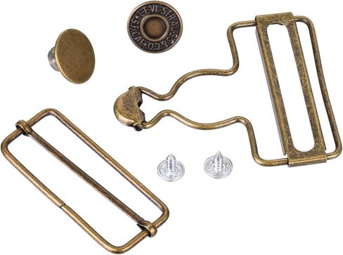 4 Sets Metal Overall Buckles with 8 Extra Buttons, Overall Replacement Clasp Clips with Tri (Bronze) in Saudi Arabia