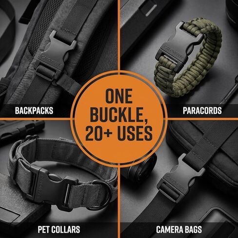 Buckles for 1" Straps: 2 Pack Side Release Buckle with Screw Pin, Heavy Duty Plastic Snap Clip Replacement for Backpack, Pet Collar, Tactical Gear, Hiking Bag (Fits 1 Inch Nylon Webbing) in Saudi Arabia