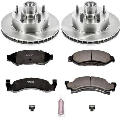 PowerStop Front Brake Kit for Ford E-150 Econoline 1987-93 |E-150 Econoline Club Wagon 1990-93 |F-150 1987-93 - Z17 Ceramic Brake Pads & Disc Rotors Replacement, KOE1766 in Kuwait