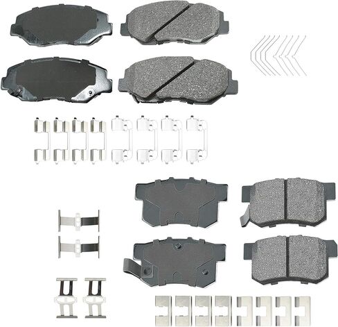 Akebono ProACT Front and Rear Ceramic Brake Pad Set Kit with Stainless Hardware Acoustic Sensors For Acura ILX Base Dynamic Honda Civic Accord FWD Front Wheel Drive in Kuwait