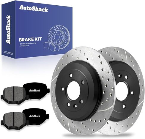 AutoShack Rear Brake Rotors & Premium Pads for Ford, Explorer 2011-2019 Edge 2011-2014, AWD FWD L4 2.0L 2.3L V6 3.5L 3.7L - E-Coated Drilled & Slotted - ShadowGuard - 12.99" (330 mm), 5-Lug in Kuwait