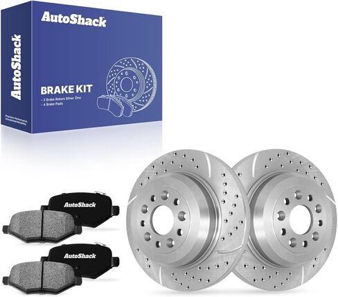AutoShack Rear Brake Rotors & Premium Pads for Ford, Explorer 2011-2019 Edge 2011-2014, AWD FWD L4 2.0L 2.3L V6 3.5L 3.7L - E-Coated Drilled & Slotted - ShadowGuard - 12.99" (330 mm), 5-Lug in Kuwait