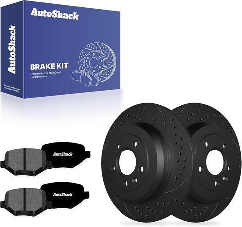 AutoShack Rear Brake Rotors & Premium Pads for Ford, Explorer 2011-2019 Edge 2011-2014, AWD FWD L4 2.0L 2.3L V6 3.5L 3.7L - E-Coated Drilled & Slotted - ShadowGuard - 12.99" (330 mm), 5-Lug in Kuwait