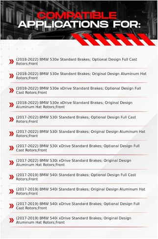 R1 Concepts Front Brake Kit Fits 2018-2022 BMW 530e; 2017-2022 BMW 530i; 2017-2019 BMW 540i| Ceramic Pads, Blank Rotors| Hardware, Sensor Wire| 13.7" Front Rotor in Kuwait