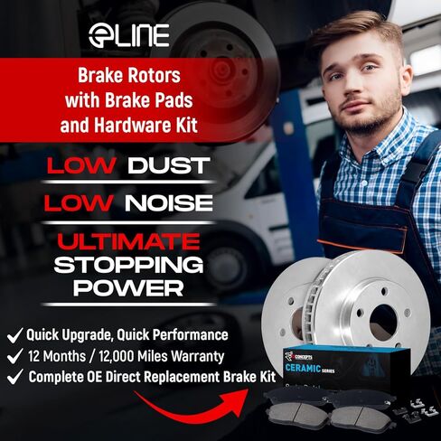 R1 Concepts Front Brake Kit Fits 2018-2022 BMW 530e; 2017-2022 BMW 530i; 2017-2019 BMW 540i| Ceramic Pads, Blank Rotors| Hardware, Sensor Wire| 13.7" Front Rotor in Kuwait