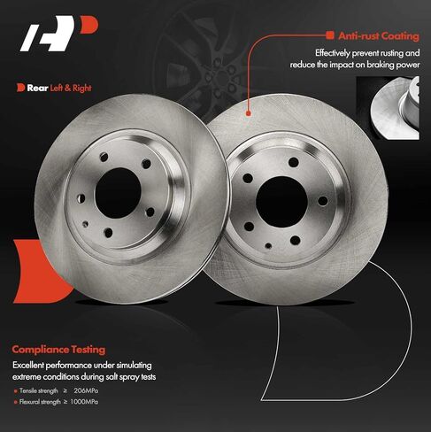 A-Premium 11.88 inch (301.8mm) Rear Vented Disc Brake Rotors + Ceramic Pads Kit Compatible with Select Mazda Models - RX-8 RX8 2004-2011, 6-PC Set, Replace# AD7912 in Kuwait
