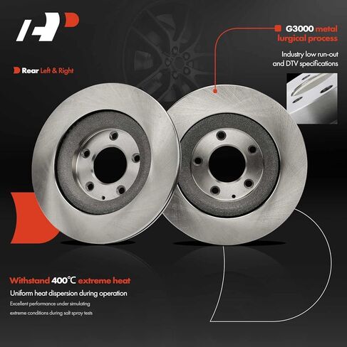 A-Premium 11.88 inch (301.8mm) Rear Vented Disc Brake Rotors + Ceramic Pads Kit Compatible with Select Mazda Models - RX-8 RX8 2004-2011, 6-PC Set, Replace# AD7912 in Kuwait