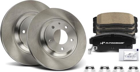 A-Premium 11.88 inch (301.8mm) Rear Vented Disc Brake Rotors + Ceramic Pads Kit Compatible with Select Mazda Models - RX-8 RX8 2004-2011, 6-PC Set, Replace# AD7912 in Kuwait