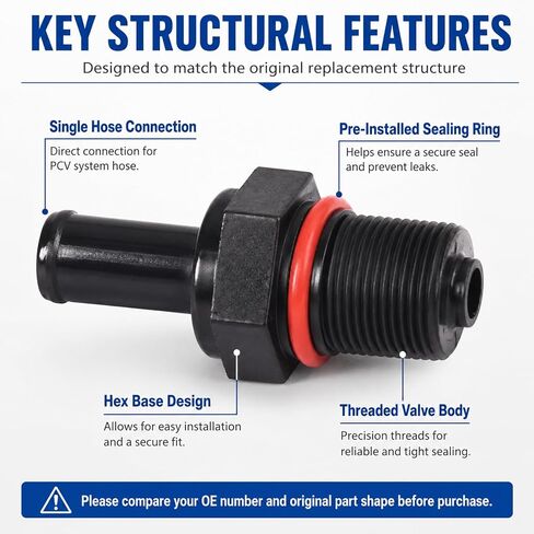 PCV Valve Replacement for Select Hyundai Elantra Sonata Tucson Santa Fe Kia Optima Sorento Sportage Rondo Models, Replaces 26740-2G000, Threaded Engine Crankcase Vent Valve in Saudi Arabia