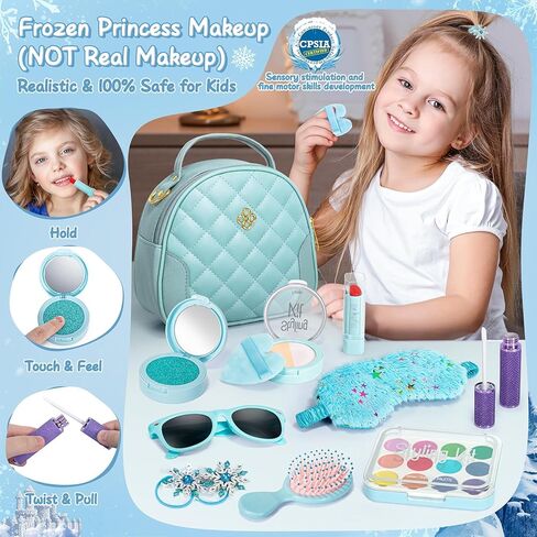 Hohosunlar Play Purse for Little Girl Gift, Toddler Purse with Accessories - Fake Makeup, Princess Elsa Toys, Handbag, Wallet, Phone, Keys, Water Bottle, Frozen Birthday Gift for Girl Age 3 4 5 6 7 8 in Saudi Arabia