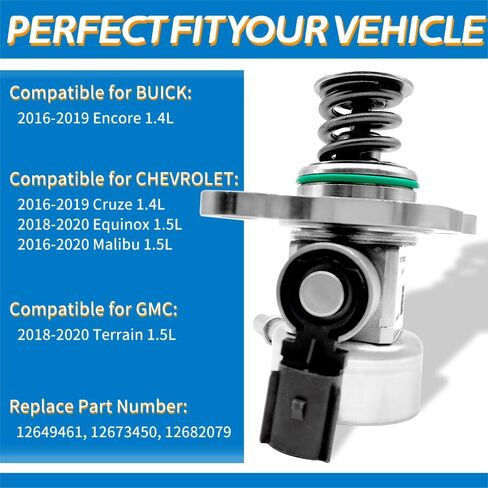 High Pressure Fuel Pump 12649461 Fit for Buick Encore Fit for Chevy Cruze 1.4L L4 2016-2019, Fit for Chevy Equinox Malibu Fit for GMC Terrain 1.5L L4 2018-2020 Replace 12673450 12682079 in Saudi Arabia