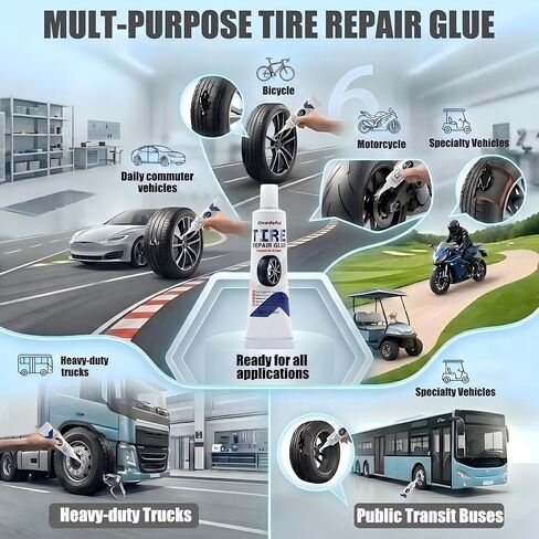 Tire Repair Kit with 2 Tubes Glue,2 Sizes Universal Screw in Tire Plugs 30 Pcs,Fast DIY Puncture Fix Tools for Car, Motorcycle, Truck, ATV, RV, Tractor in Kuwait