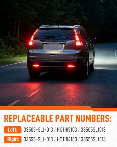 Rear Bumper Reflector Cover Fit for Honda CR-V 2012 2013 2014 Replaces Left 33505-SLJ-013, HO1185103 Right 33555-SLJ-013, HO1184103, Driver & Passenger Side Pair Pack in Kuwait