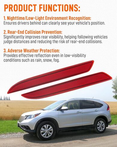 Rear Bumper Reflector Cover Fit for Honda CR-V 2012 2013 2014 Replaces Left 33505-SLJ-013, HO1185103 Right 33555-SLJ-013, HO1184103, Driver & Passenger Side Pair Pack in Kuwait