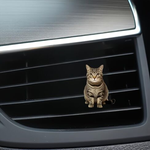 2D Acrylic Cartoon Tabby Cat Car Air Vent Freshener – Solid Scented Decoration for AC Vents, Cute Cat Design, Long-Lasting Fragrance, Fun & Stylish Car Accessory in Saudi Arabia