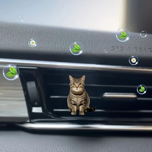 2D Acrylic Cartoon Tabby Cat Car Air Vent Freshener – Solid Scented Decoration for AC Vents, Cute Cat Design, Long-Lasting Fragrance, Fun & Stylish Car Accessory in Saudi Arabia