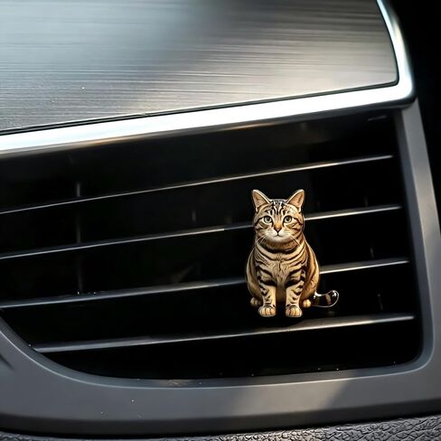 2D Acrylic Cartoon Tabby Cat Car Air Vent Freshener – Solid Scented Decoration for AC Vents, Cute Cat Design, Long-Lasting Fragrance, Fun & Stylish Car Accessory in Saudi Arabia