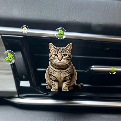 2D Acrylic Cartoon Tabby Cat Car Air Vent Freshener – Solid Scented Decoration for AC Vents, Cute Cat Design, Long-Lasting Fragrance, Fun & Stylish Car Accessory in Saudi Arabia