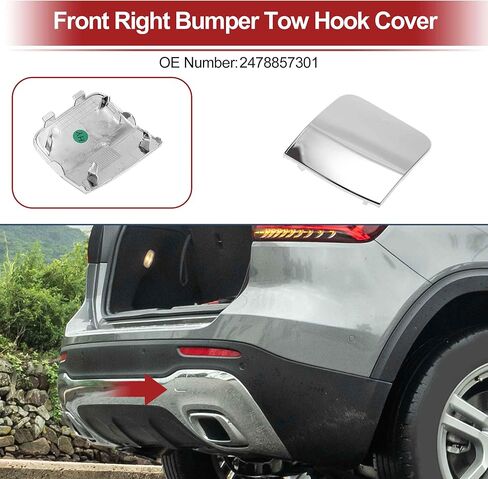 Rear Right Car Tow Hook Cover Cap for Mercedes-Benz GLB250 4Matic, Base 2020-2026 No.2478857301 Silver Tone Plastic 1 Pc in Kuwait