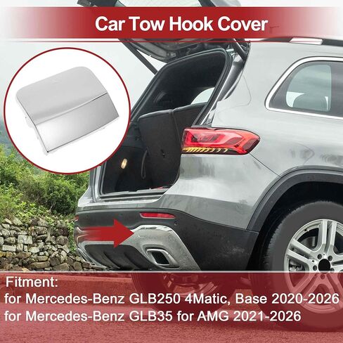 Rear Right Car Tow Hook Cover Cap for Mercedes-Benz GLB250 4Matic, Base 2020-2026 No.2478857301 Silver Tone Plastic 1 Pc in Kuwait