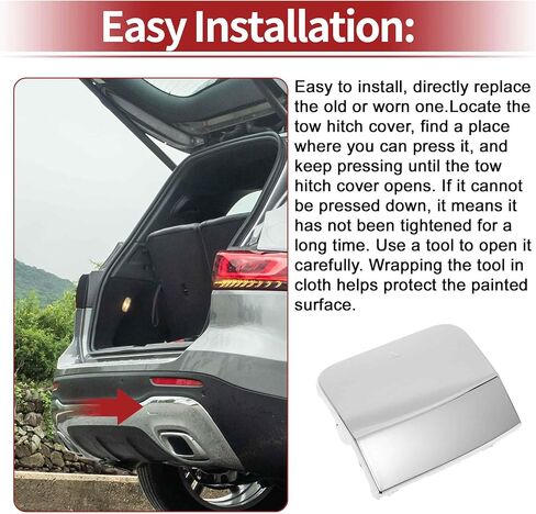 Rear Right Car Tow Hook Cover Cap for Mercedes-Benz GLB250 4Matic, Base 2020-2026 No.2478857301 Silver Tone Plastic 1 Pc in Kuwait