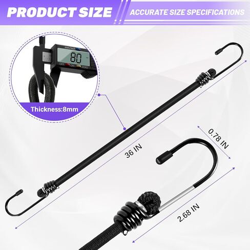 Heavy Duty Bungee Cords with Hooks, 6Pcs 36Inch Bungee Cords, 1/3Inch Thick for Outdoor, Camping, and Storage in Saudi Arabia