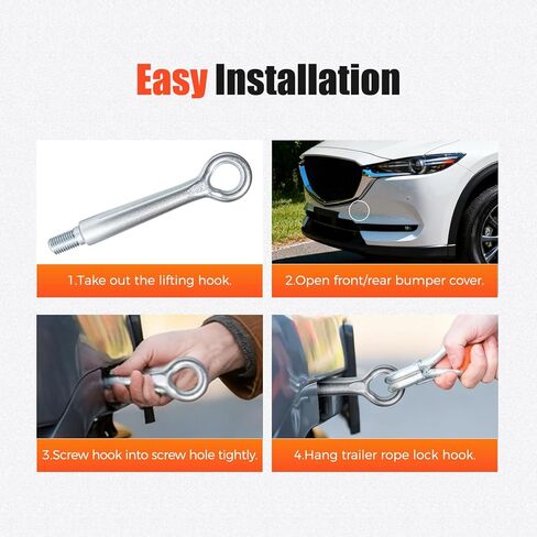 KD53-50-EJ1B Heavy Duty Tow Hook for Roadside Recovery Compatible with Mazda 3 6 CX-3 CX-5 CX-30 CX-9 CX-50 MX-5 MX-30 Front Bumper Assembly Replacement Tow Hook in Saudi Arabia