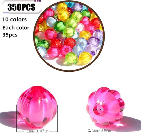 350pcs 12mm Acrylic Bubblegum Color Beads for Pen Making Jewelry Bracelets Pumpkin Beads in Saudi Arabia