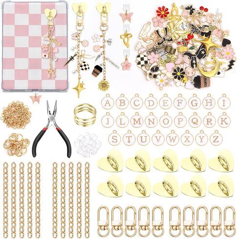 sunla 269Pcs Charms Chains Making Kit for Kindle, Cute Ereader Charm DIY Craft Supplies | Makes 10 Keychains and 10 Dust Plug Charms for Kindle/E-Reader/Phone in Saudi Arabia