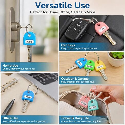18 PCS Colorful Key Covers for Keys, Soft Silicone Key Caps with Labels, Key Identifiers Protectors for House Office Apartment Standard Keys, 9 Assorted Colors in Saudi Arabia