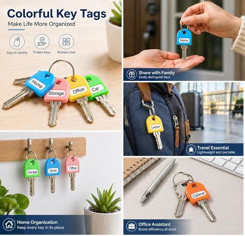 18 PCS Colorful Key Covers for Keys, Soft Silicone Key Caps with Labels, Key Identifiers Protectors for House Office Apartment Standard Keys, 9 Assorted Colors in Saudi Arabia