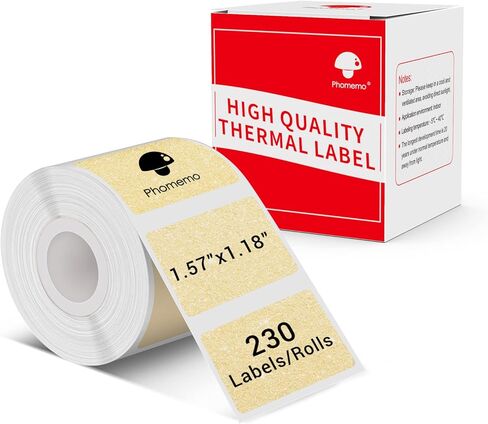 Phomemo Thermal Sticker Labels- 1.57"x1.18"(40x30mm) Thermal Label for M110/M100/M220/M250/M108, for Barcode/Address/Mailing/Logo/Business/Home Tag, Black on Golden in Kuwait