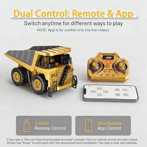 1/64 Mini RC Dump Truck,10-Channel Remote Control & Phone App Controled with Metal Bed,Alloy RC Construction Vehicles with Lights & Sounds,Toy Gift for Teens,Adults in Saudi Arabia