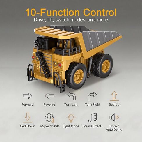 1/64 Mini RC Dump Truck,10-Channel Remote Control & Phone App Controled with Metal Bed,Alloy RC Construction Vehicles with Lights & Sounds,Toy Gift for Teens,Adults in Saudi Arabia