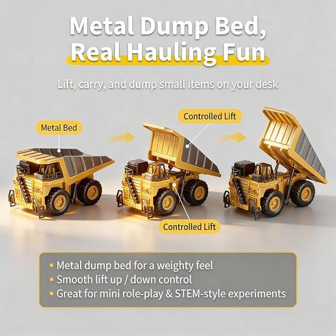 1/64 Mini RC Dump Truck,10-Channel Remote Control & Phone App Controled with Metal Bed,Alloy RC Construction Vehicles with Lights & Sounds,Toy Gift for Teens,Adults in Saudi Arabia
