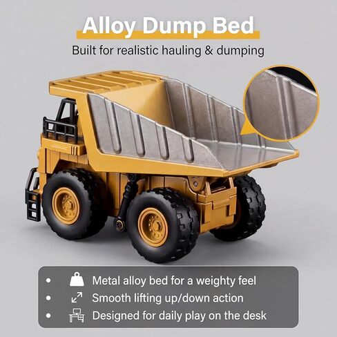 1/64 Mini RC Dump Truck,10-Channel Remote Control & Phone App Controled with Metal Bed,Alloy RC Construction Vehicles with Lights & Sounds,Toy Gift for Teens,Adults in Saudi Arabia