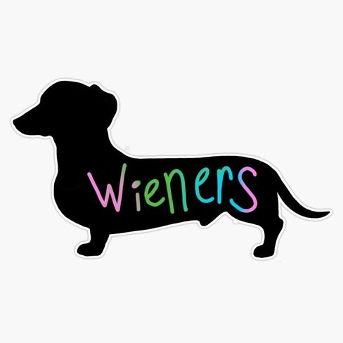 MAGNET Wieners Funny Wiener Dog Dachshund Silhouette Rainbow Vinyl Waterproof Magnetic Sticker Vinyl Waterproof Magnet Decal Car 5" in Kuwait