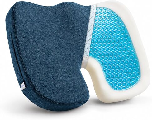 Seat Cushion for Long Sitting, Cooling Gel Memory Foam Seat Cushion - Back, Sciatica, Coccyx, Tailbone Pain Relief - for Office Chairs, Car Seat, Wheelchair Sitting Cushion (Black) in Saudi Arabia