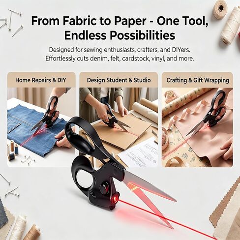 Professional Laser Guided Scissors for Fabric Cutting, Cuts Straight Fast with Precision Laser Guide,Sewing Scissors for Quilting Home Craft Wrapping Gift with Upgraded Ergonomic Handle in Saudi Arabia