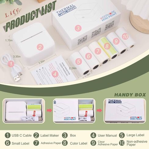 Label Maker Machine with 6 Waterproof Tapes, Thermal Label Maker, Portable Mini Bluetooth Label Printer with Clear Tape for Home, Kitchen, School, Office Organization in Saudi Arabia