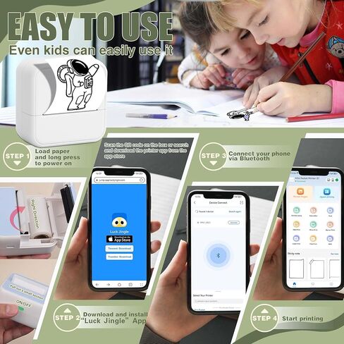 Label Maker Machine with 6 Waterproof Tapes, Thermal Label Maker, Portable Mini Bluetooth Label Printer with Clear Tape for Home, Kitchen, School, Office Organization in Saudi Arabia