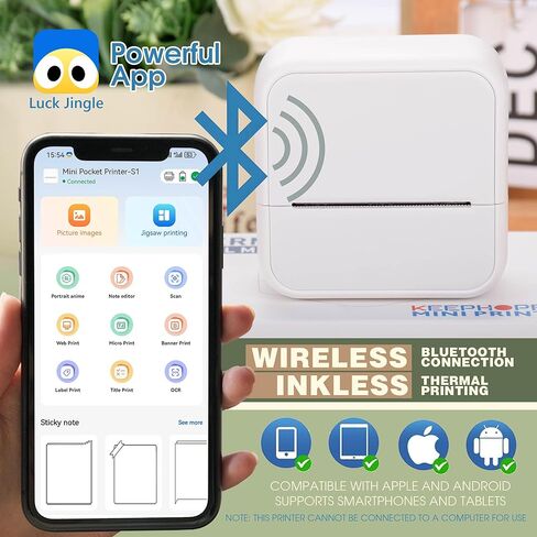 Label Maker Machine with 6 Waterproof Tapes, Thermal Label Maker, Portable Mini Bluetooth Label Printer with Clear Tape for Home, Kitchen, School, Office Organization in Saudi Arabia
