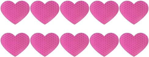 10 PCS Heart Vinyl Stickers for Car, High Intensity Reflective Decals Auto Night Safety Stickers, Waterproof Anti-Scratch Heart-Shaped Warning Decals for Car Truck SUV (Pink) in Saudi Arabia
