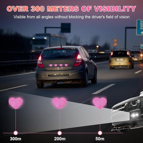 10 PCS Heart Vinyl Stickers for Car, High Intensity Reflective Decals Auto Night Safety Stickers, Waterproof Anti-Scratch Heart-Shaped Warning Decals for Car Truck SUV (Pink) in Saudi Arabia