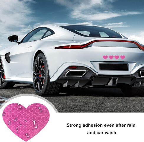 10 PCS Heart Vinyl Stickers for Car, High Intensity Reflective Decals Auto Night Safety Stickers, Waterproof Anti-Scratch Heart-Shaped Warning Decals for Car Truck SUV (Pink) in Saudi Arabia