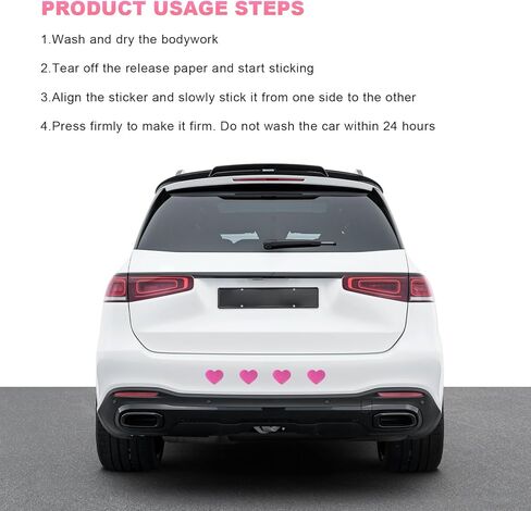 10 PCS Heart Vinyl Stickers for Car, High Intensity Reflective Decals Auto Night Safety Stickers, Waterproof Anti-Scratch Heart-Shaped Warning Decals for Car Truck SUV (Pink) in Saudi Arabia